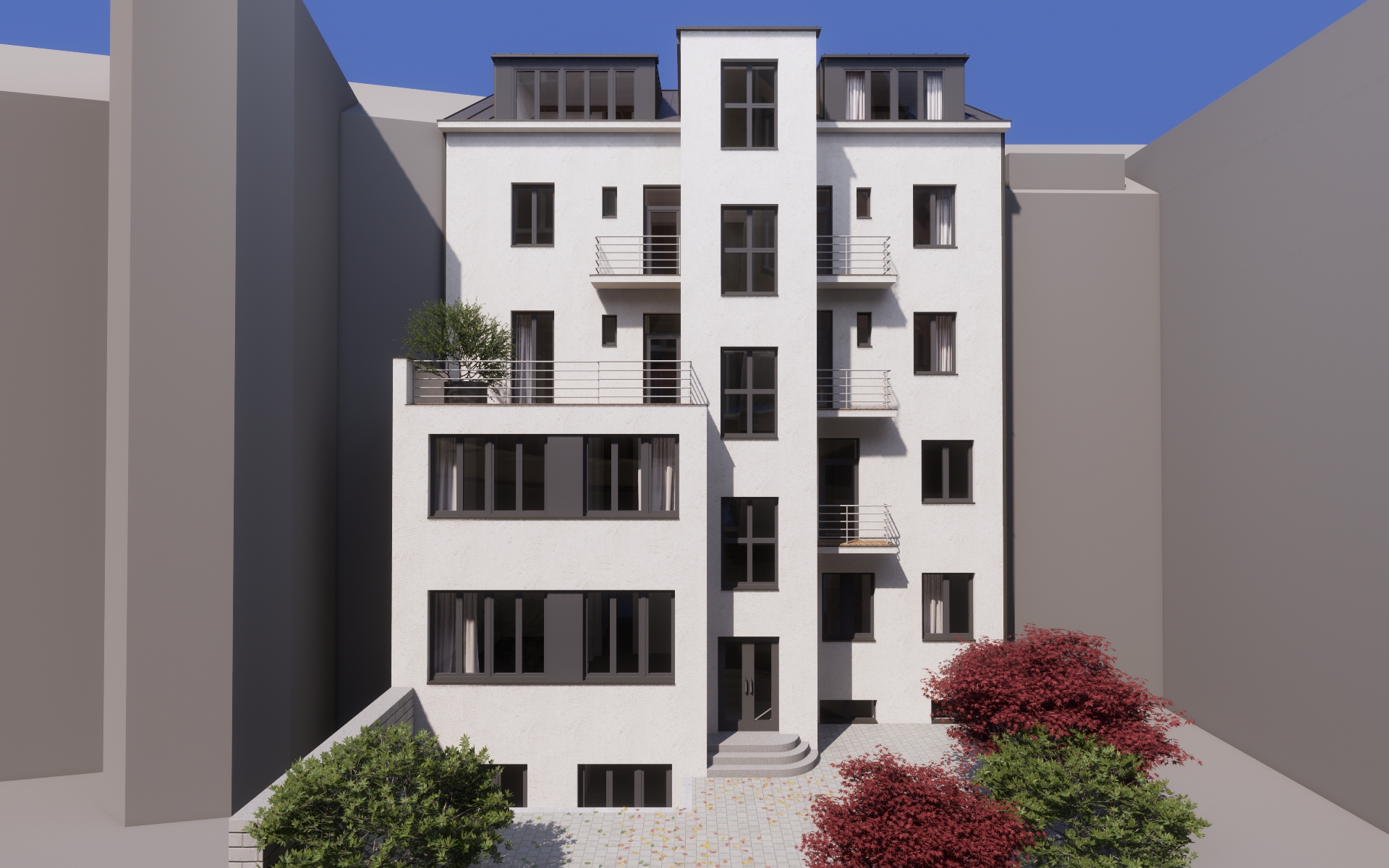 Bytový dům U Frankla – pohled na fasádu